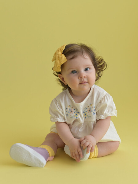 Baby Girl Blouse and Shorts 2-Piece Set with Bicycle Collar Embroidery - 8