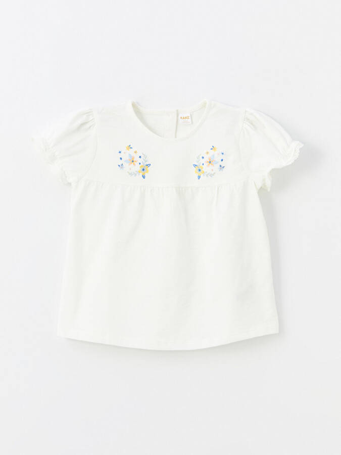 Baby Girl Blouse and Shorts 2-Piece Set with Bicycle Collar Embroidery - 12