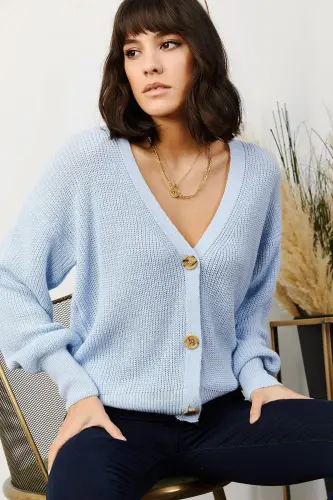 Baby Girl Blue Button Knitted Cardigan 