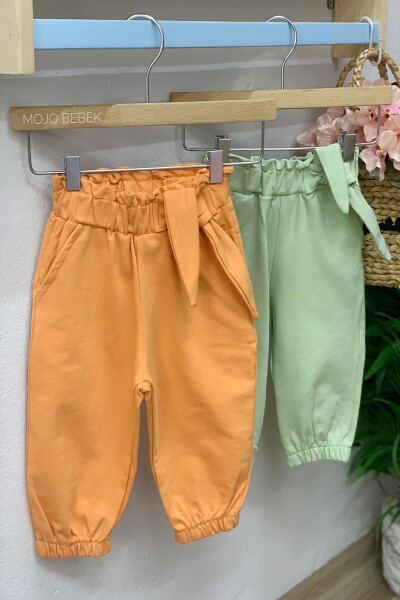 Baby Girl Bow Jogger Pants 52608 Orange - 1