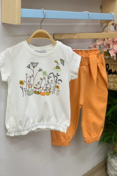 Baby Girl Bow Jogger Pants 52608 Orange - 2