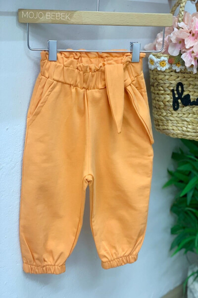 Baby Girl Bow Jogger Pants 52608 Orange - 4