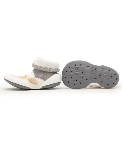 Baby Girl Boy First Walk Sock Shoes Little Lamb - Heather Grey - KOMUELLO (1)