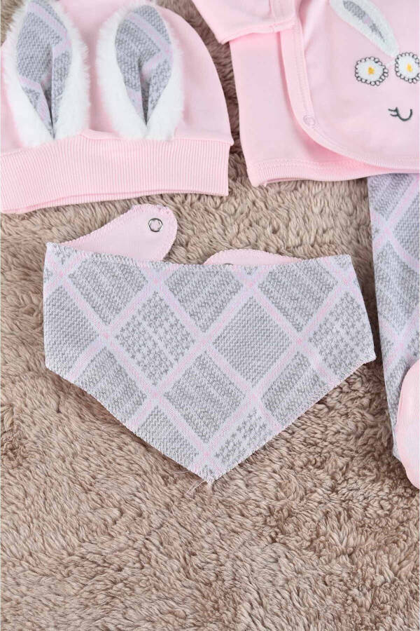 Baby Girl Bunny Ear 100% Organic Cotton 5 Piece Hospital Discharge Set / Newborn Baby Outfit - 8