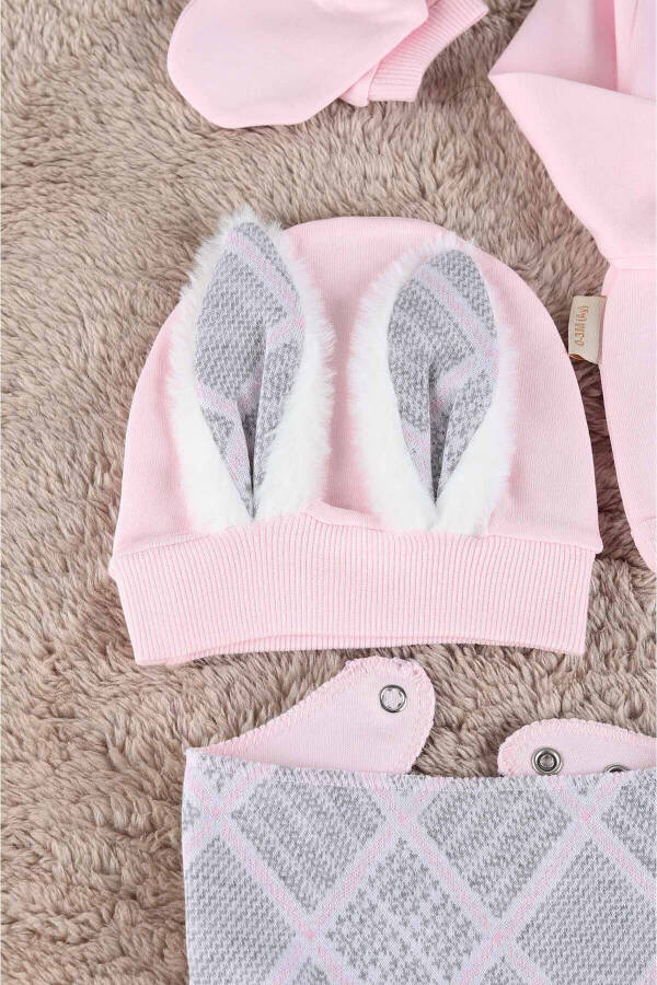 Baby Girl Bunny Ear 100% Organic Cotton 5 Piece Hospital Discharge Set / Newborn Baby Outfit - 10