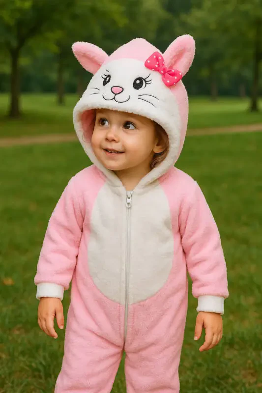 Baby Girl Cat Plush Jumpsuit - 1