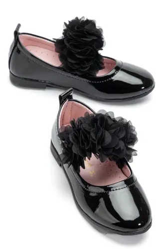 Baby Girl-Child Double Bow Mary Jane Shoes-Black - 2
