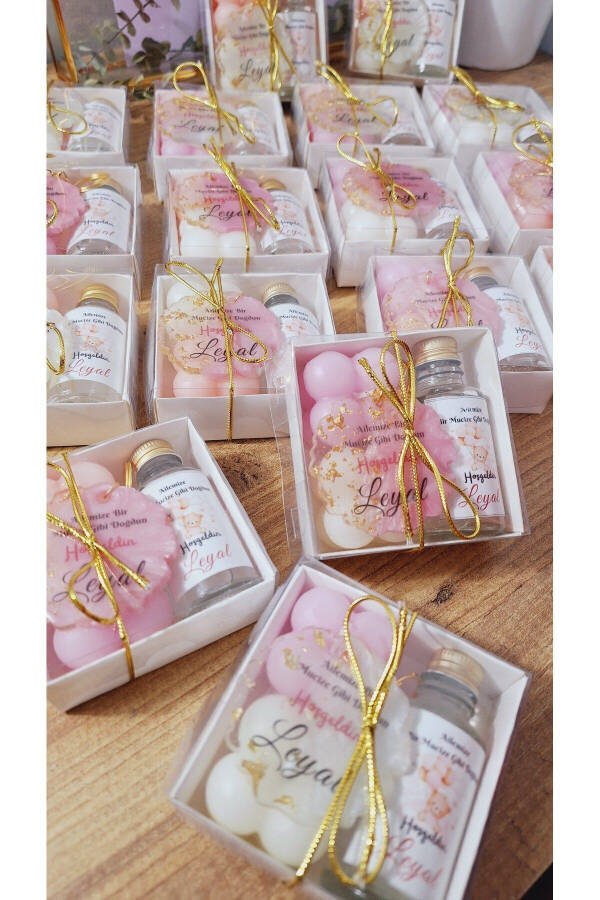 Baby Girl Cologne Candle Keychain Set Birthday Mevlid Babyshower Gift 25 Pieces - 2