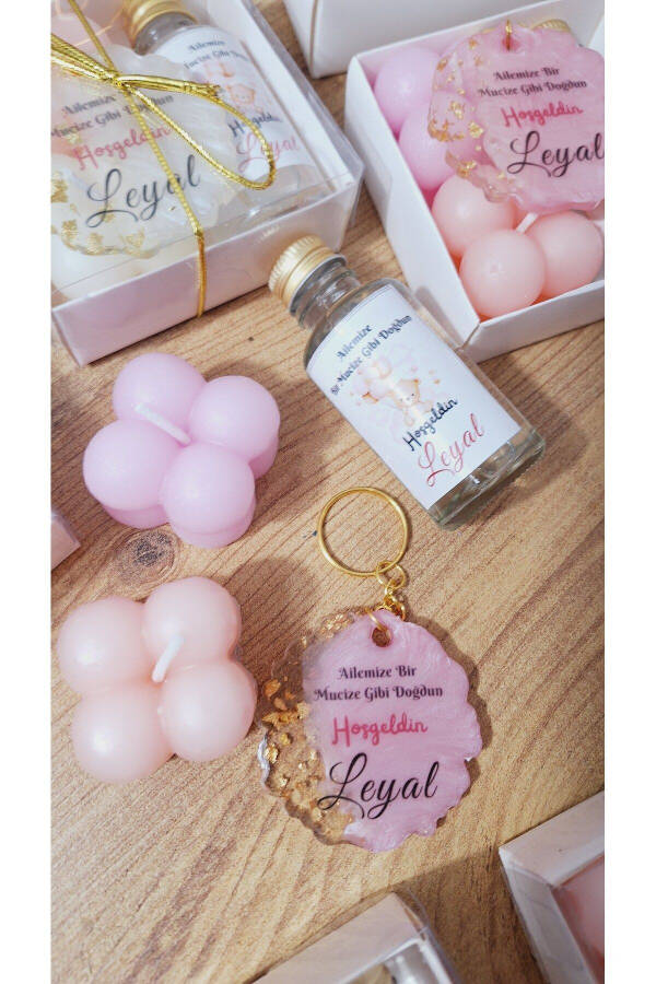 Baby Girl Cologne Candle Keychain Set Birthday Mevlid Babyshower Gift 25 Pieces - 3