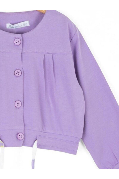 Baby Girl Cotton Drawstring Button Cardigan - 1