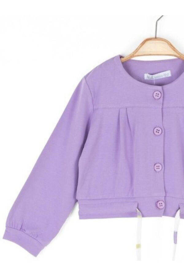 Baby Girl Cotton Drawstring Button Cardigan - 2