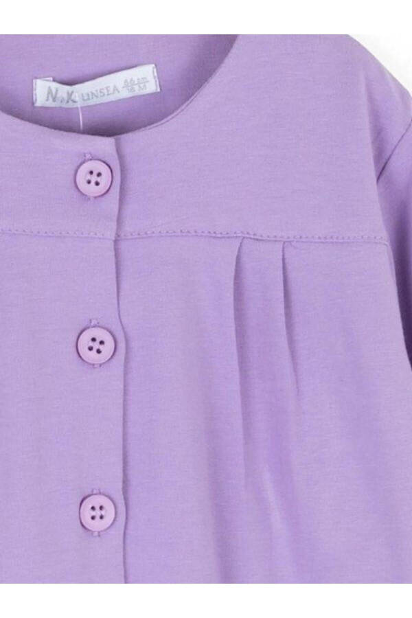 Baby Girl Cotton Drawstring Button Cardigan - 3