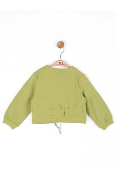 Baby Girl Cotton Drawstring Button Cardigan - 3