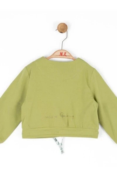 Baby Girl Cotton Drawstring Button Cardigan - 5