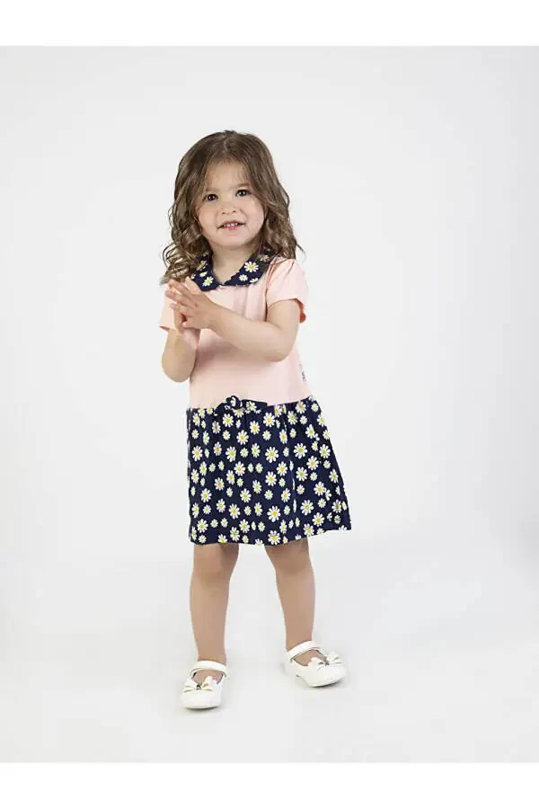 Baby Girl Daisy Pattern Collar Dress - 7