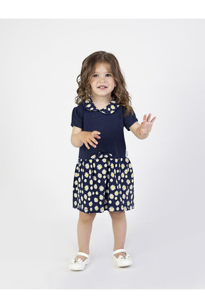 Baby Girl Daisy Print Collar Dress - 9