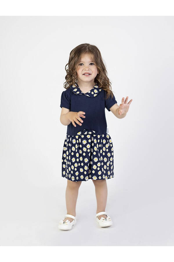 Baby Girl Daisy Print Collar Dress - 9