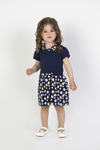Baby Girl Daisy Print Collar Dress - 10