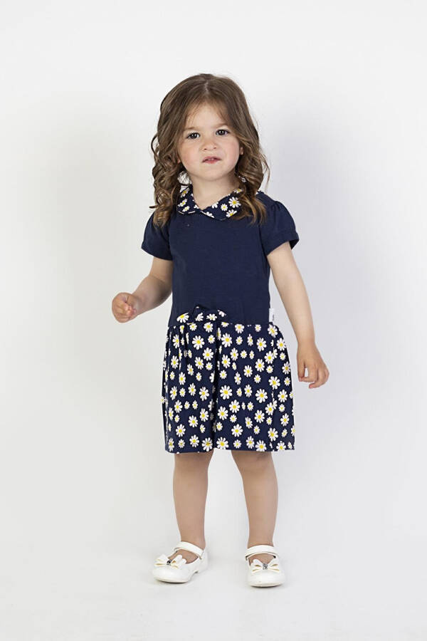Baby Girl Daisy Print Collar Dress - 10