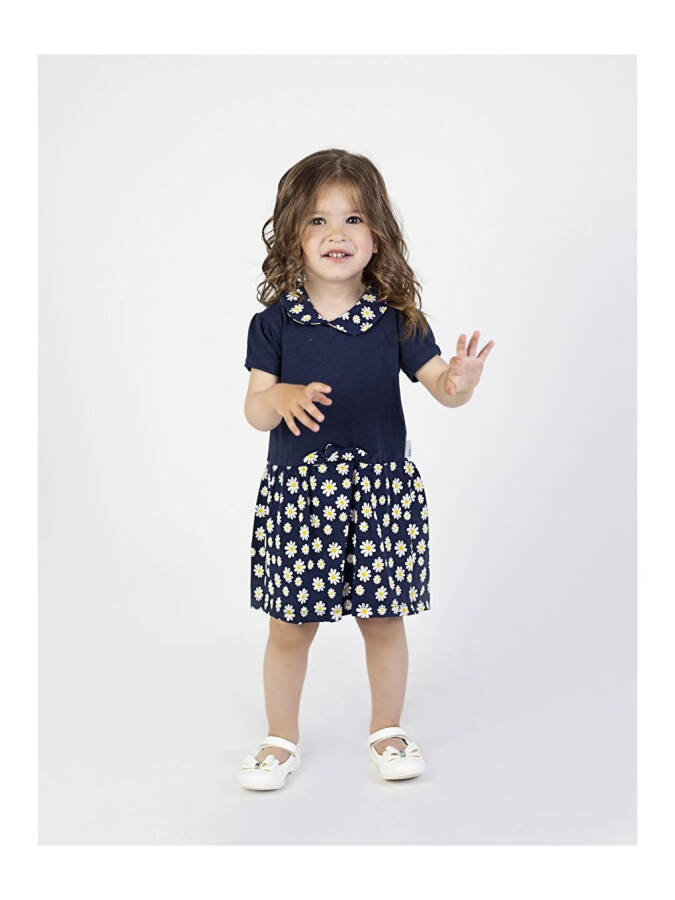 Baby Girl Daisy Print Collar Dress - 2