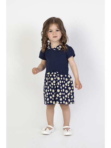 Baby Girl Daisy Print Collar Dress - 3