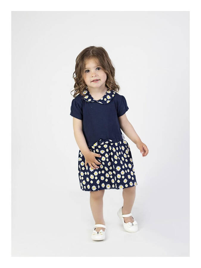 Baby Girl Daisy Print Collar Dress - 5