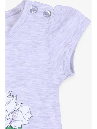 Baby Girl Dress Swan Printed Gray Melange (1.5-2 Years Old)-Gray - 3