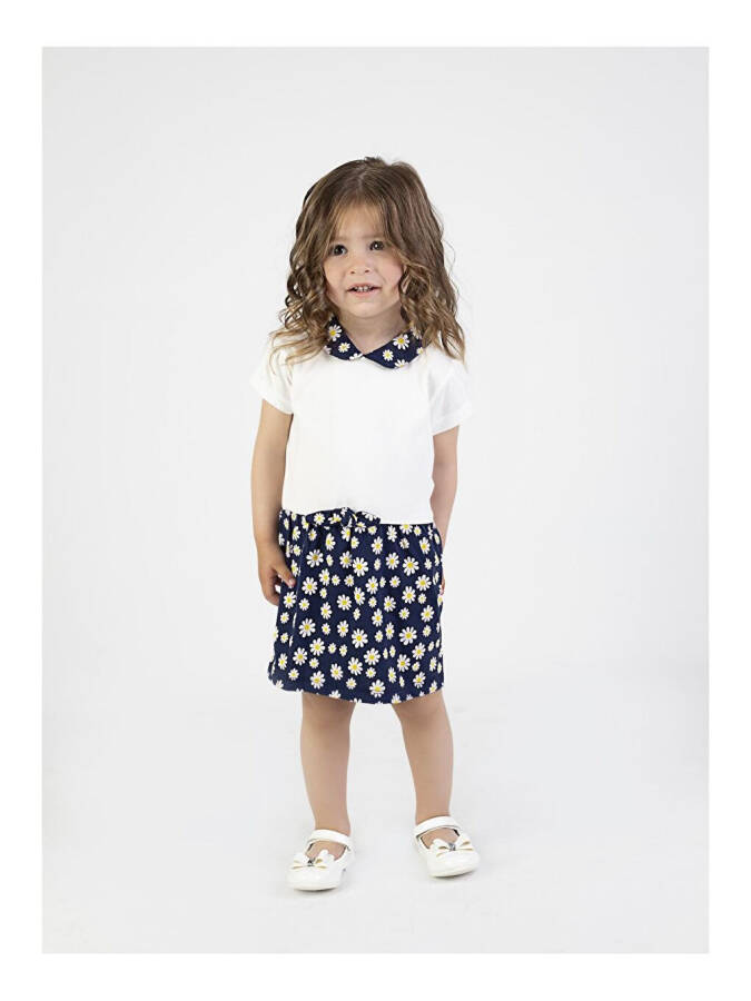 Baby Girl Dress with Daisy Pattern Collar - 1