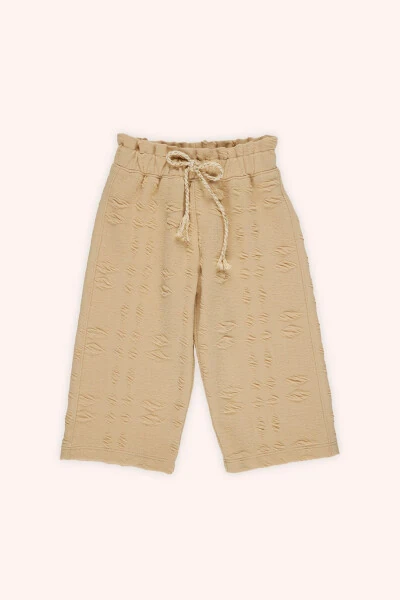 Baby Girl Elastic Waist Beige Pants-037 - 1