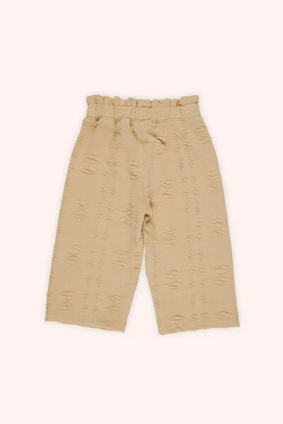 Baby Girl Elastic Waist Beige Pants-037 - 2