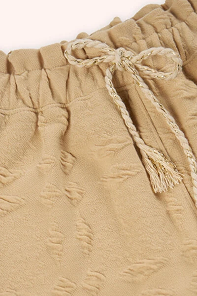 Baby Girl Elastic Waist Beige Pants-037 - 3