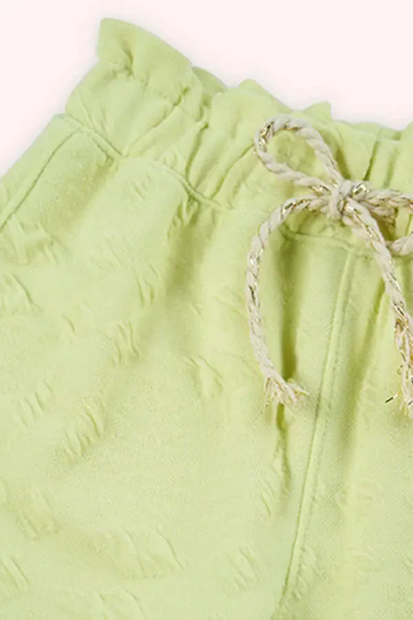 Baby Girl Elastic Waist Green Pants - 3