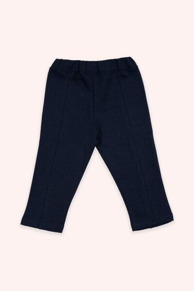 Baby Girl Elastic Waist Navy Blue Pants - PANÇO (1)