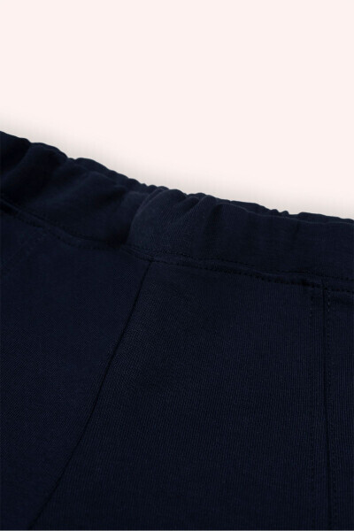 Baby Girl Elastic Waist Navy Blue Pants - 3