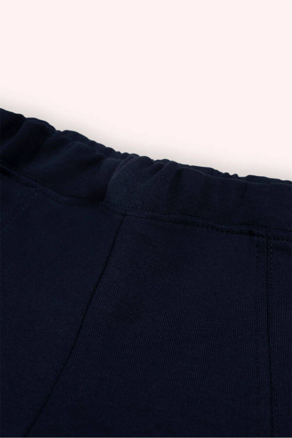 Baby Girl Elastic Waist Navy Blue Pants - 3
