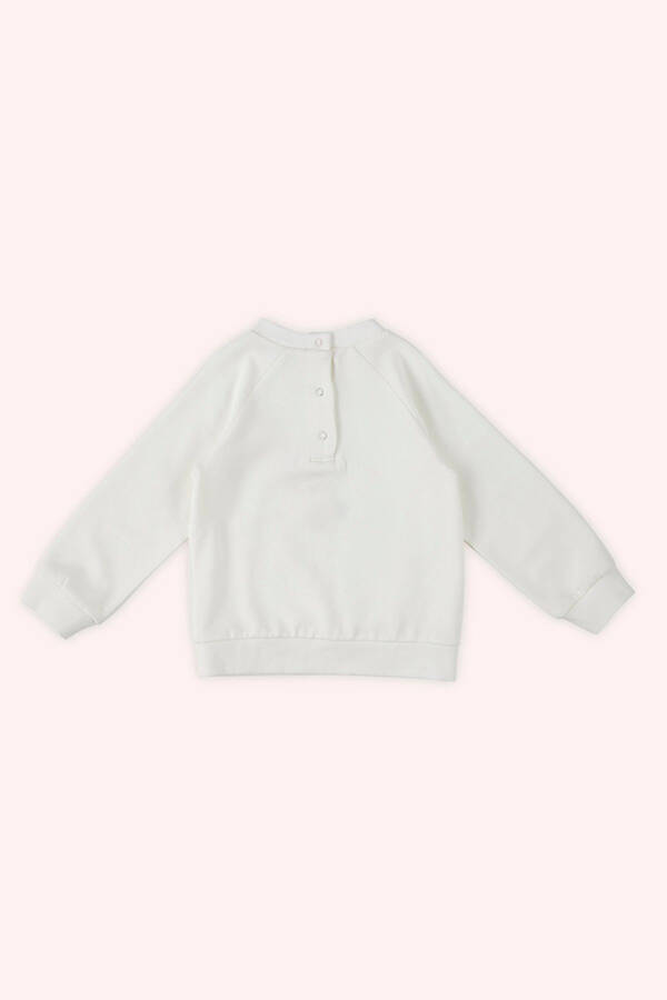 Baby Girl Embroidered Ecru Sweatshirt - 2