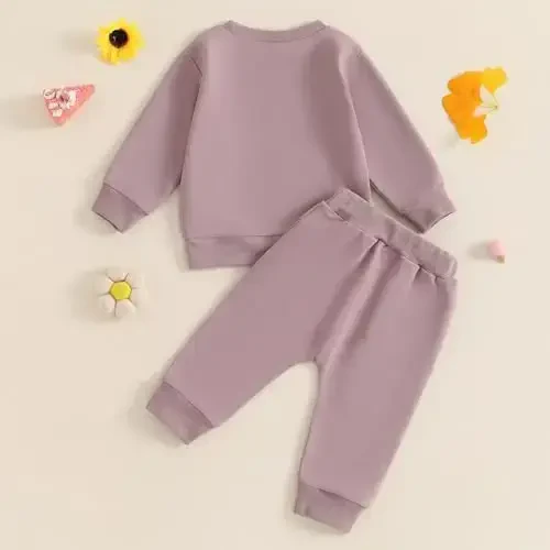 Baby Girl Fall Clothes Set Long Sleeve Letter Print Sweatshirt Pants Toddler Infant Outfits 6 12 18 24 Months 2T 3T - 3