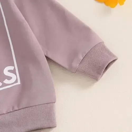 Baby Girl Fall Clothes Set Long Sleeve Letter Print Sweatshirt Pants Toddler Infant Outfits 6 12 18 24 Months 2T 3T - 5