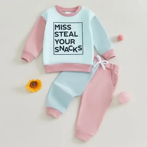 Baby Girl Fall Clothes Set Long Sleeve Letter Print Sweatshirt Pants Toddler Infant Outfits 6 12 18 24 Months 2T 3T - 2
