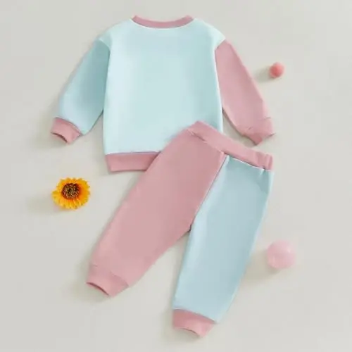 Baby Girl Fall Clothes Set Long Sleeve Letter Print Sweatshirt Pants Toddler Infant Outfits 6 12 18 24 Months 2T 3T - 3