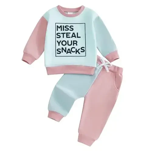 Baby Girl Fall Clothes Set Long Sleeve Letter Print Sweatshirt Pants Toddler Infant Outfits 6 12 18 24 Months 2T 3T - 1