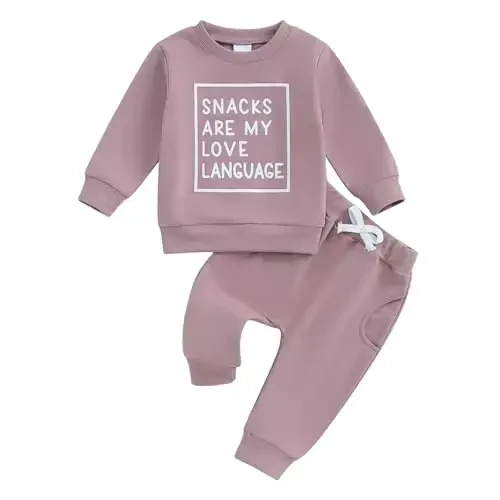 Baby Girl Fall Clothes Set Long Sleeve Letter Print Sweatshirt Pants Toddler Infant Outfits 6 12 18 24 Months 2T 3T - 1