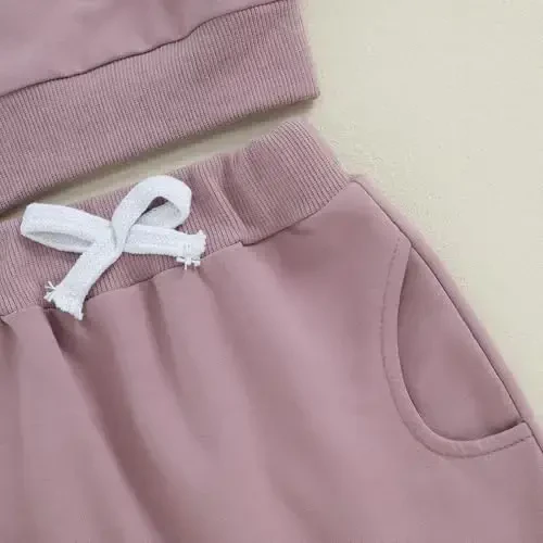 Baby Girl Fall Clothes Set Long Sleeve Letter Print Sweatshirt Pants Toddler Infant Outfits 6 12 18 24 Months 2T 3T - 6