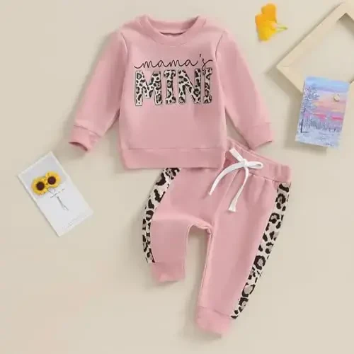 Baby Girl Fall Clothes Set Long Sleeve Letter Print Sweatshirt Pants Toddler Infant Outfits 6 12 18 24 Months 2T 3T - 2