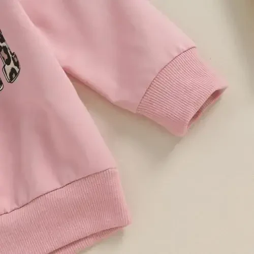 Baby Girl Fall Clothes Set Long Sleeve Letter Print Sweatshirt Pants Toddler Infant Outfits 6 12 18 24 Months 2T 3T - 5
