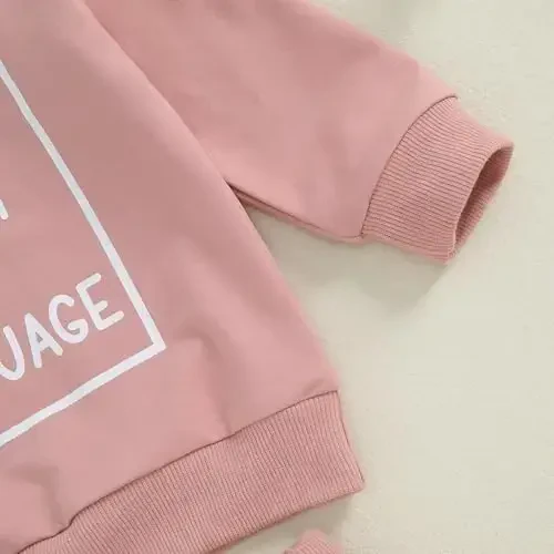 Baby Girl Fall Clothes Set Long Sleeve Letter Print Sweatshirt Pants Toddler Infant Outfits 6 12 18 24 Months 2T 3T - 5