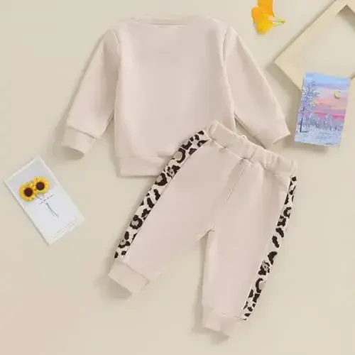 Baby Girl Fall Clothes Set Long Sleeve Letter Print Sweatshirt Pants Toddler Infant Outfits 6 12 18 24 Months 2T 3T - 3