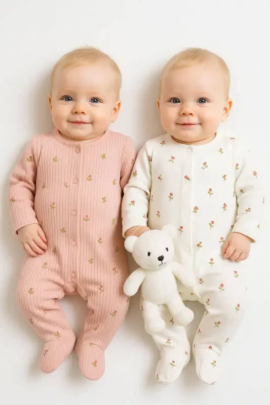 Baby Girl Floral 2-Piece Romper Set Newborn 1-3-6 Months - 1