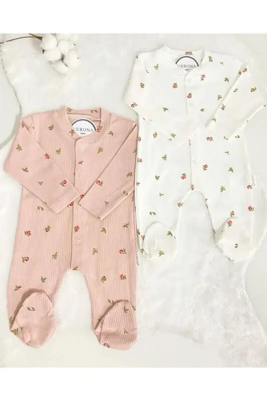 Baby Girl Floral 2-Piece Romper Set Newborn 1-3-6 Months - 2