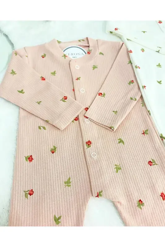 Baby Girl Floral 2-Piece Romper Set Newborn 1-3-6 Months - 5